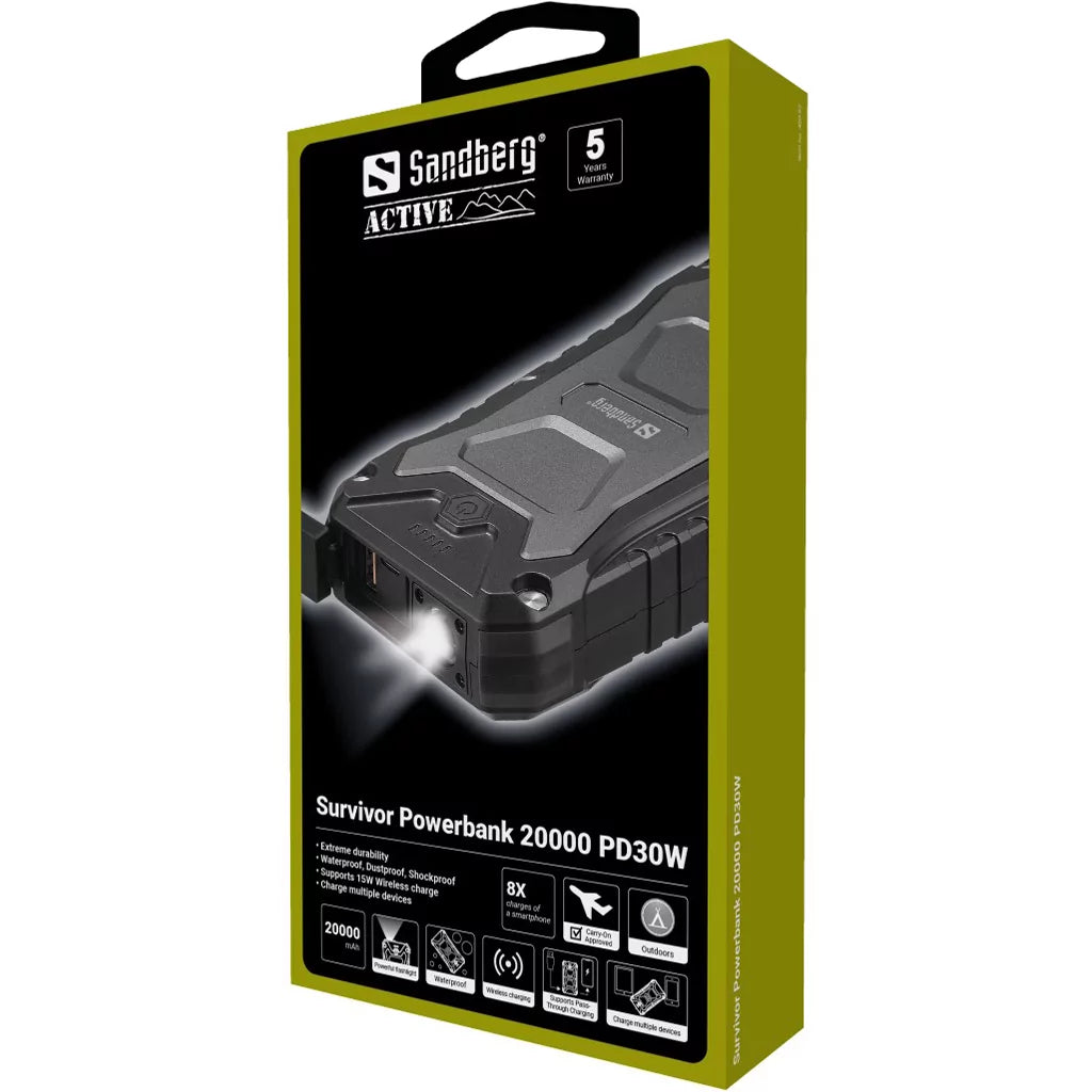 Sandberg Survivor Powerbank 20000 PD30W prenosna baterija