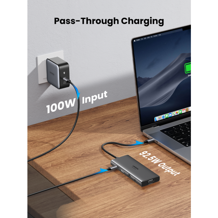 Ugreen 11v1 USB-C priklopna postaja s 100W PD vhodom