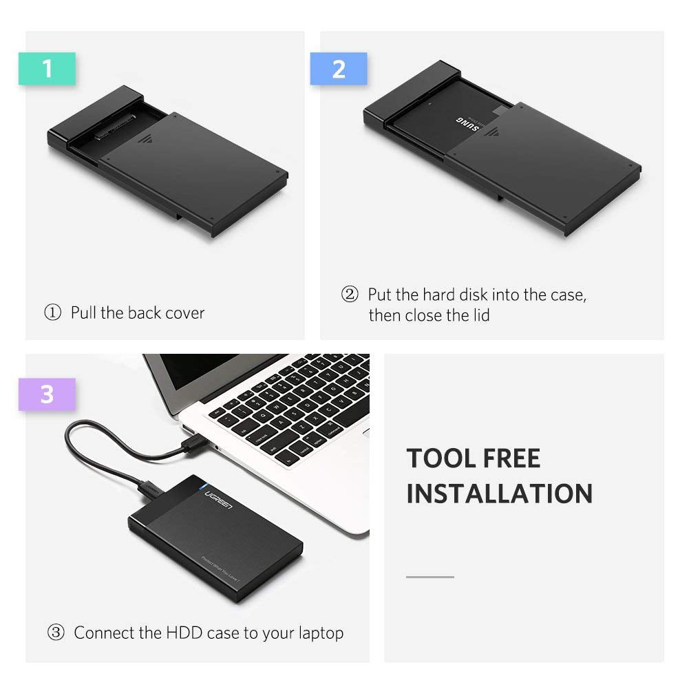 Ugreen 2.5 HDD ohišje USB-C vhod črno - box