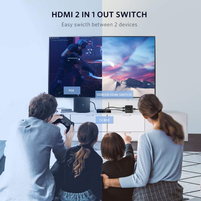 Ugreen HDMI 2.0 2x1 dvo smeren razdelilec, stikalo - box