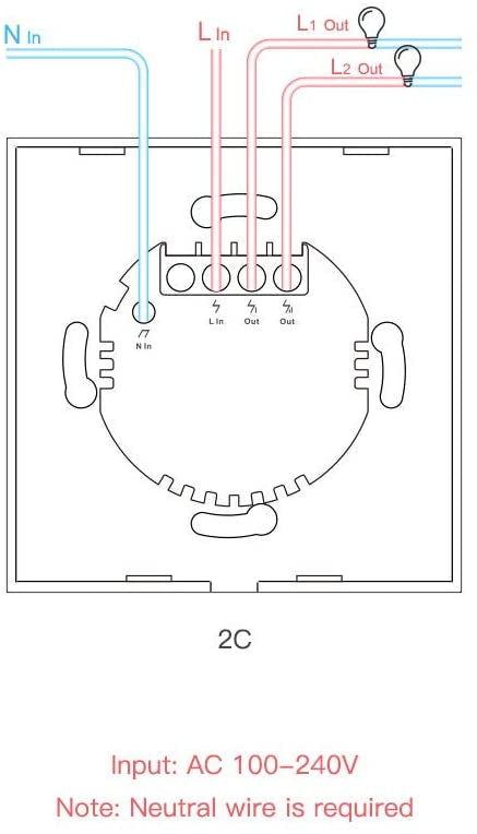 SONOFF pametno stensko stikalo Wi-Fi + RF433 dvojno T2EU2C-TX