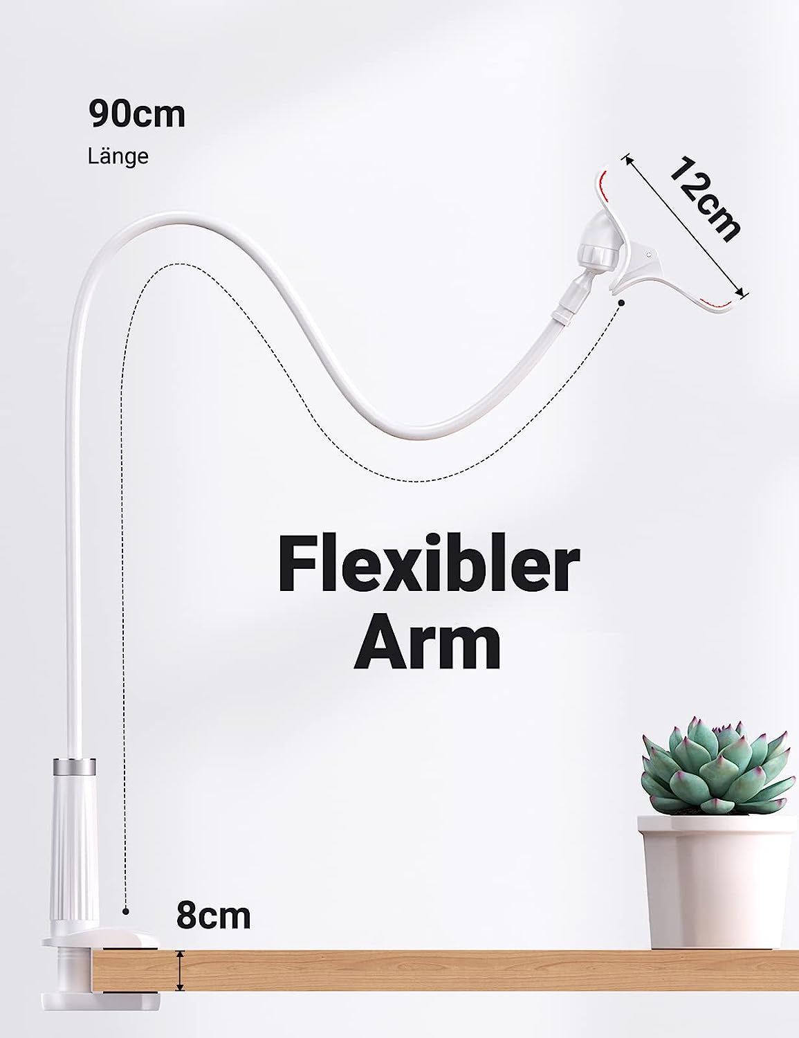 Ugreen Gooseneck Fleksibilno stojalo za pritrditev mobilnega ali tabličnega računalnika velikosti 4 "-7,2" palcev, 90cm