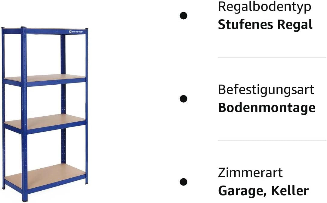 SONGMICS Regal 80 x 160 x 40 cm rjavo-moder,GLR44Q
