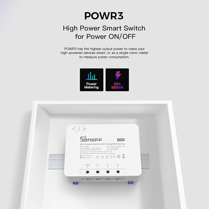 SONOFF pametno stikalo Wi-Fi za merjenje porabe energije POWR3