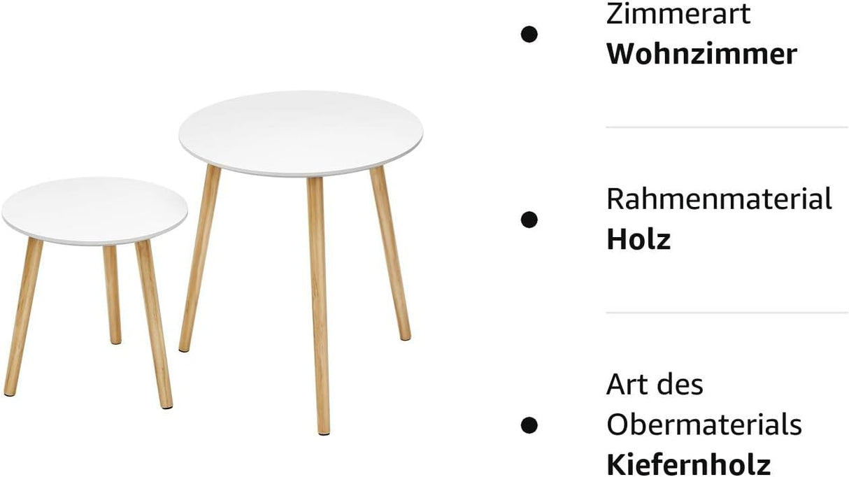 SONGMICS Miza 2X za dnevni prostor 45 x 50 x 45cm bela, LET07WN