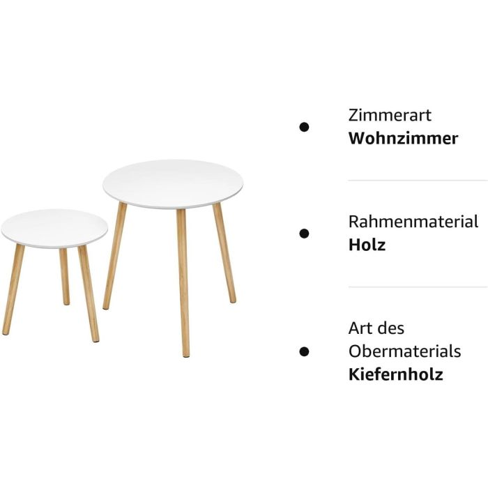 SONGMICS Miza 2X za dnevni prostor 45 x 50 x 45cm bela, LET07WN
