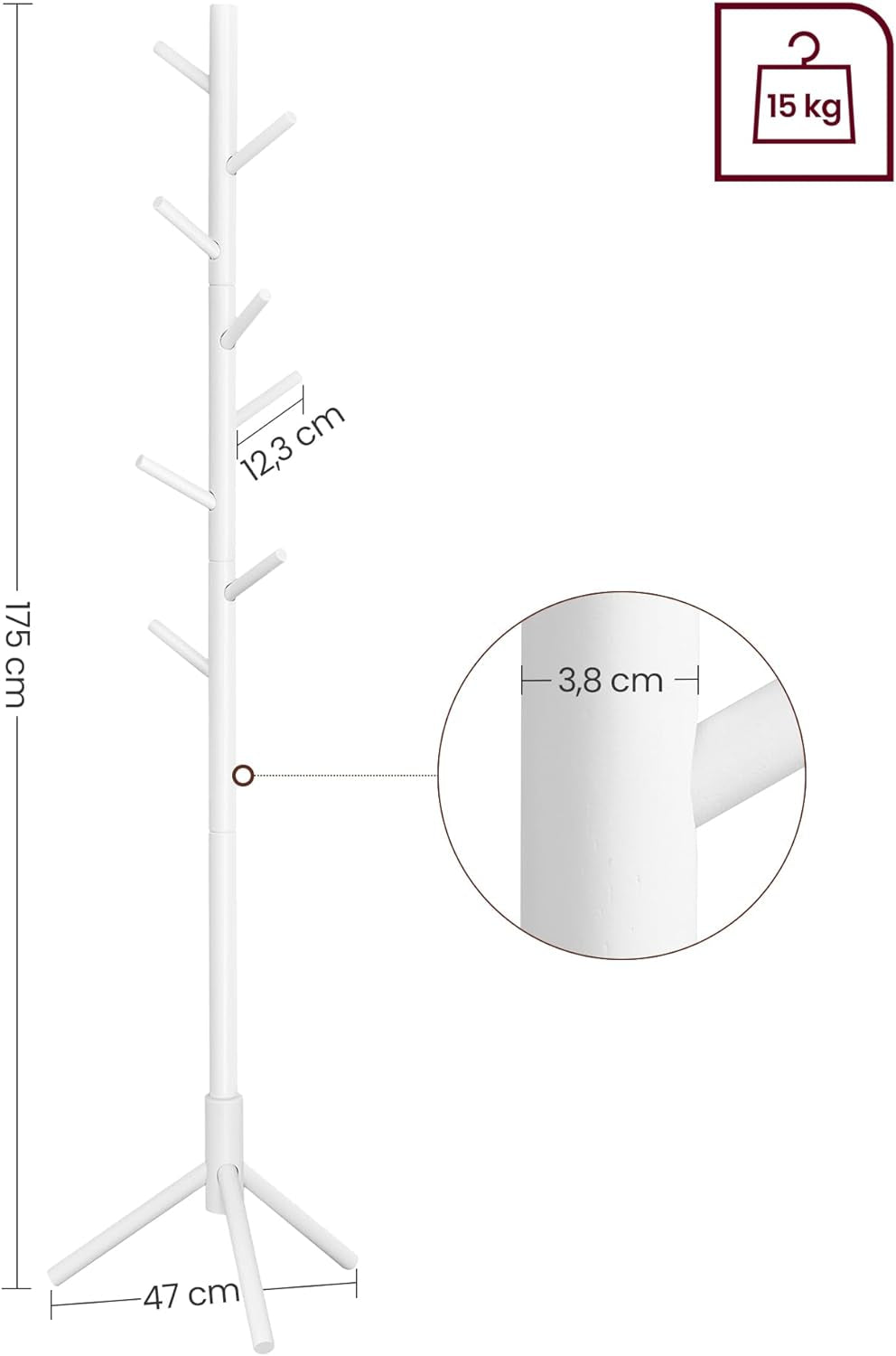 Vasagle lesen obešalnik bel RCR04WT