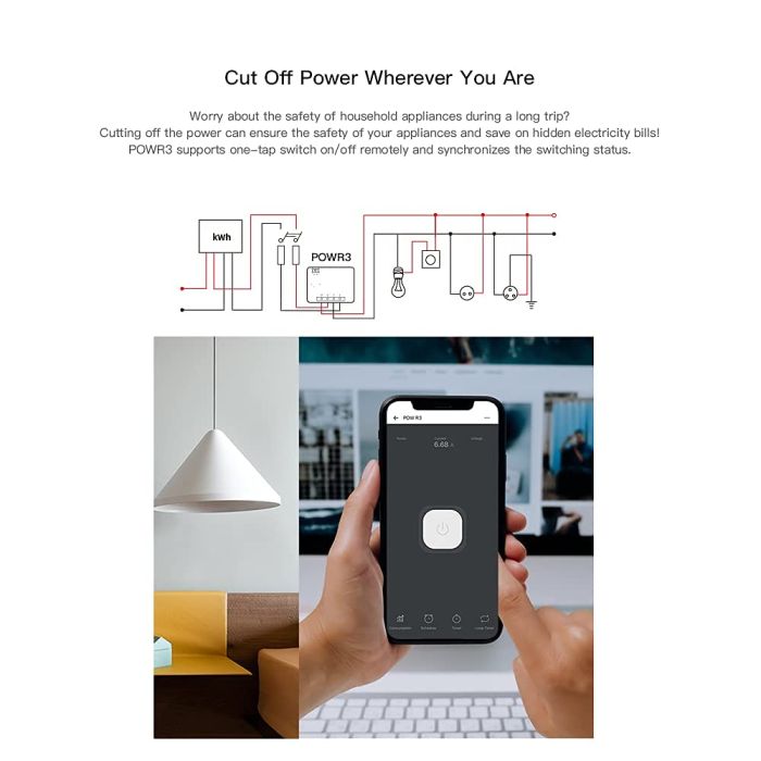 SONOFF pametno stikalo Wi-Fi za merjenje porabe energije POWR3