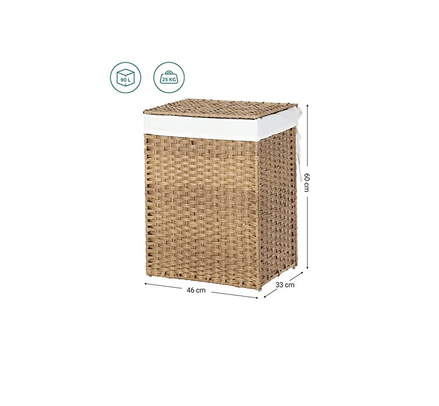 SONGMICS Košara za perilo Ratan 90L naravna, LCB51NL