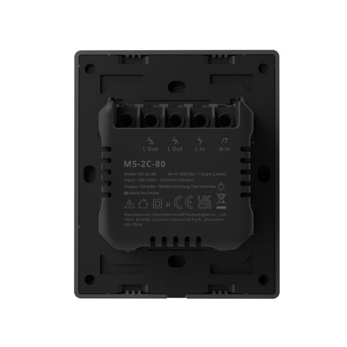 SONOFF pametno stensko stikalo Wi-Fi M5-2C-80, dvojno