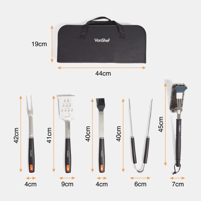 VonShef SET za peko na žaru 5 kos in torbica za shranjevanje