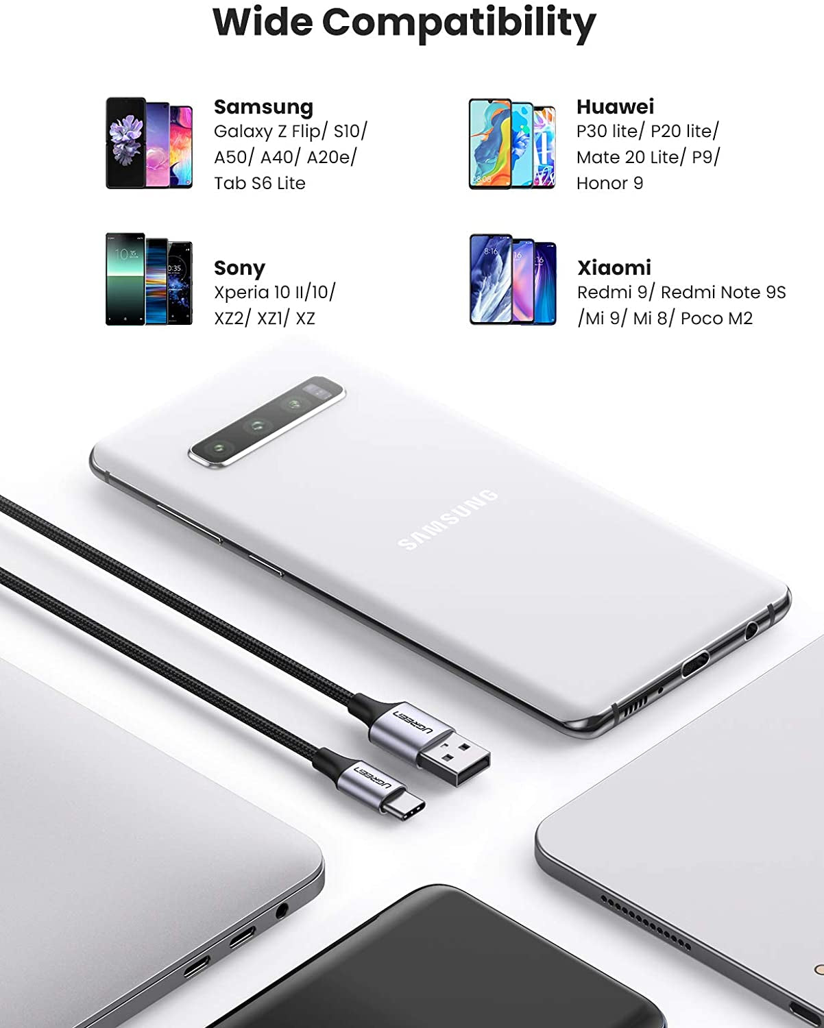 UGREEN USB 2.0 A na USB-C kabel 2m (črn) - polybag