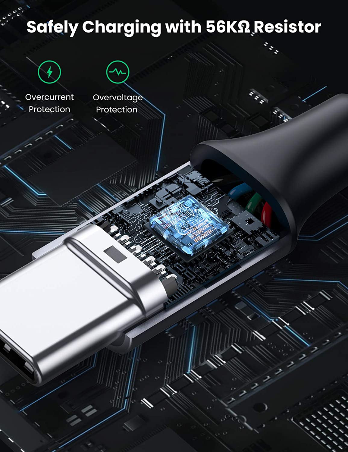 UGREEN USB A 2.0 na USB 3.0 tip C kabel 1.5m (črn) - polybag