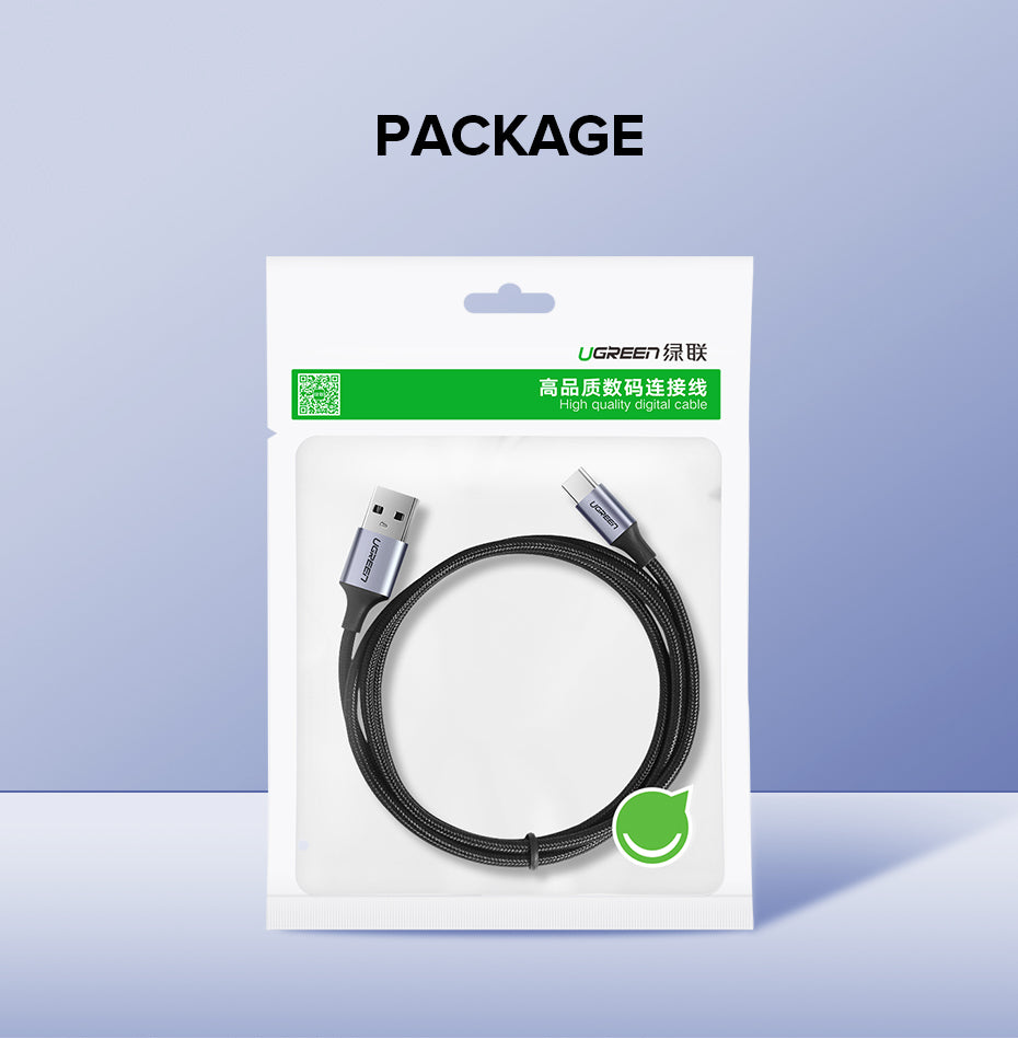 UGREEN USB 2.0 A na USB-C kabel 2m (črn) - polybag