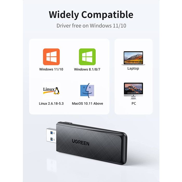 Ugreen USB WiFi adapter AC1300, 1300Mbps 802.11 Dual Band