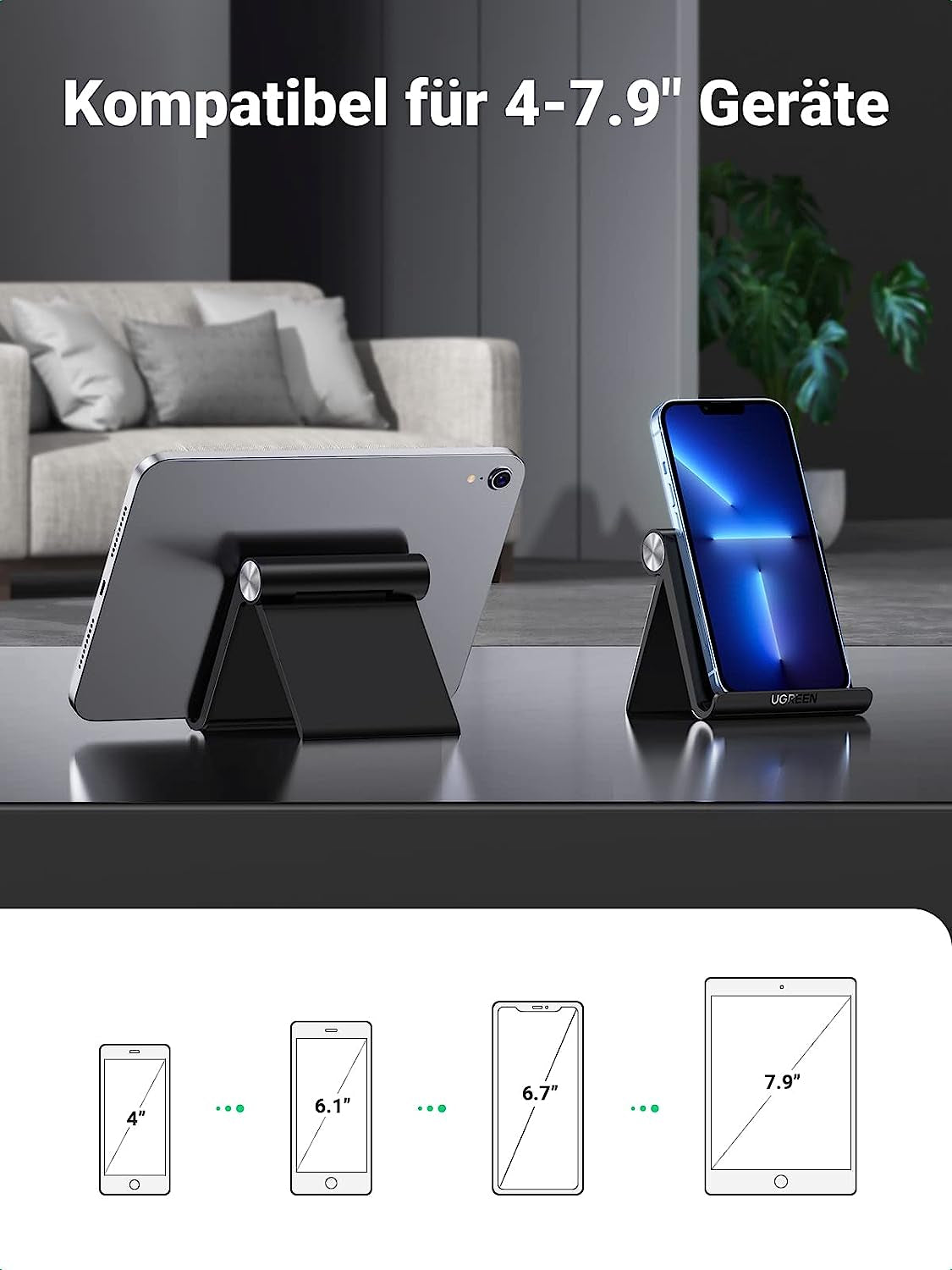 Ugreen stojalo za telefon, črno - 50747