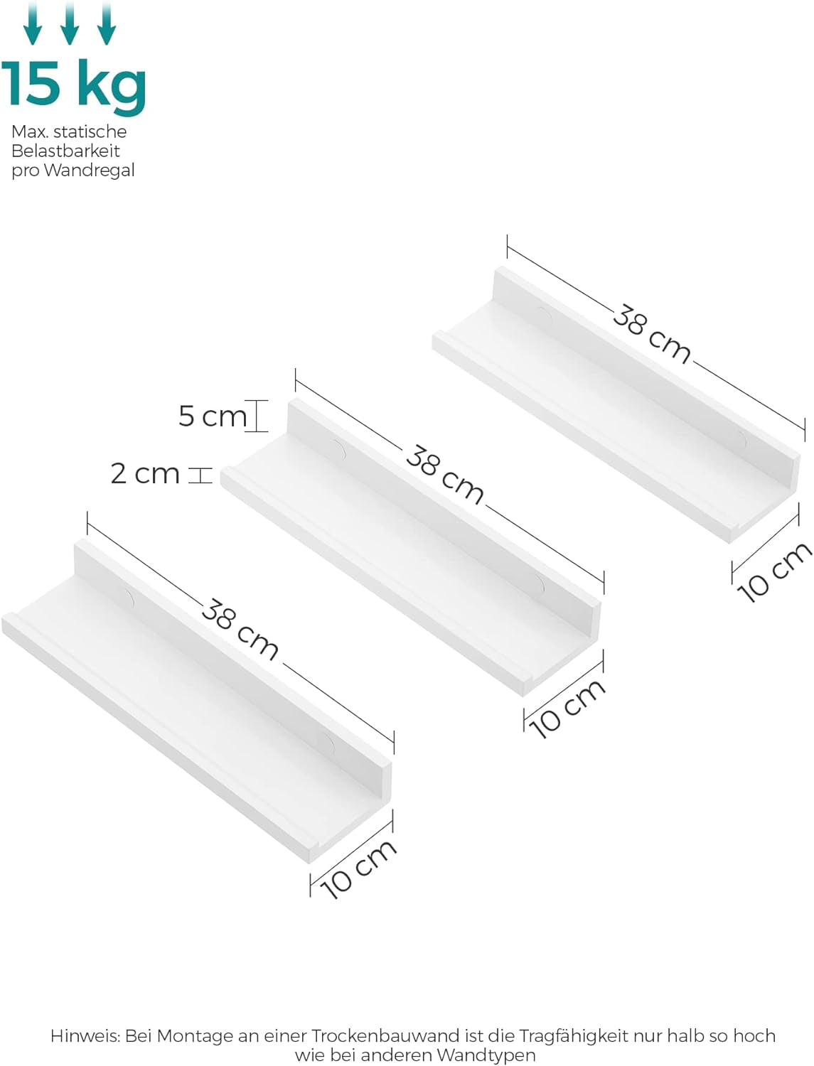 SONGMICS komplet 3 plavajočih polic
