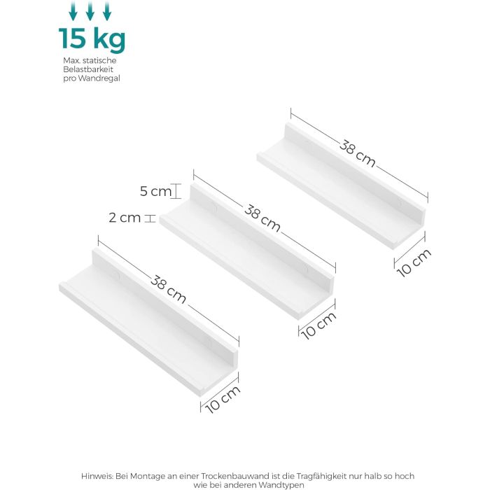 SONGMICS komplet 3 plavajočih polic