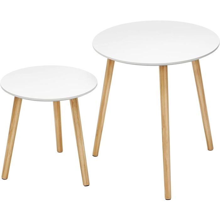 SONGMICS Miza 2X za dnevni prostor 45 x 50 x 45cm bela, LET07WN
