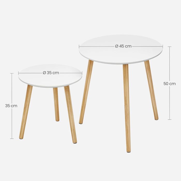 SONGMICS Miza 2X za dnevni prostor 45 x 50 x 45cm bela, LET07WN