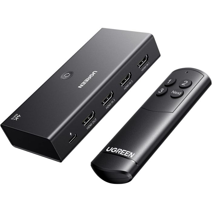 Ugreen HDMI stikalo 4K@60Hz, razdelilnik 3 v 1 s HDR+ podporo