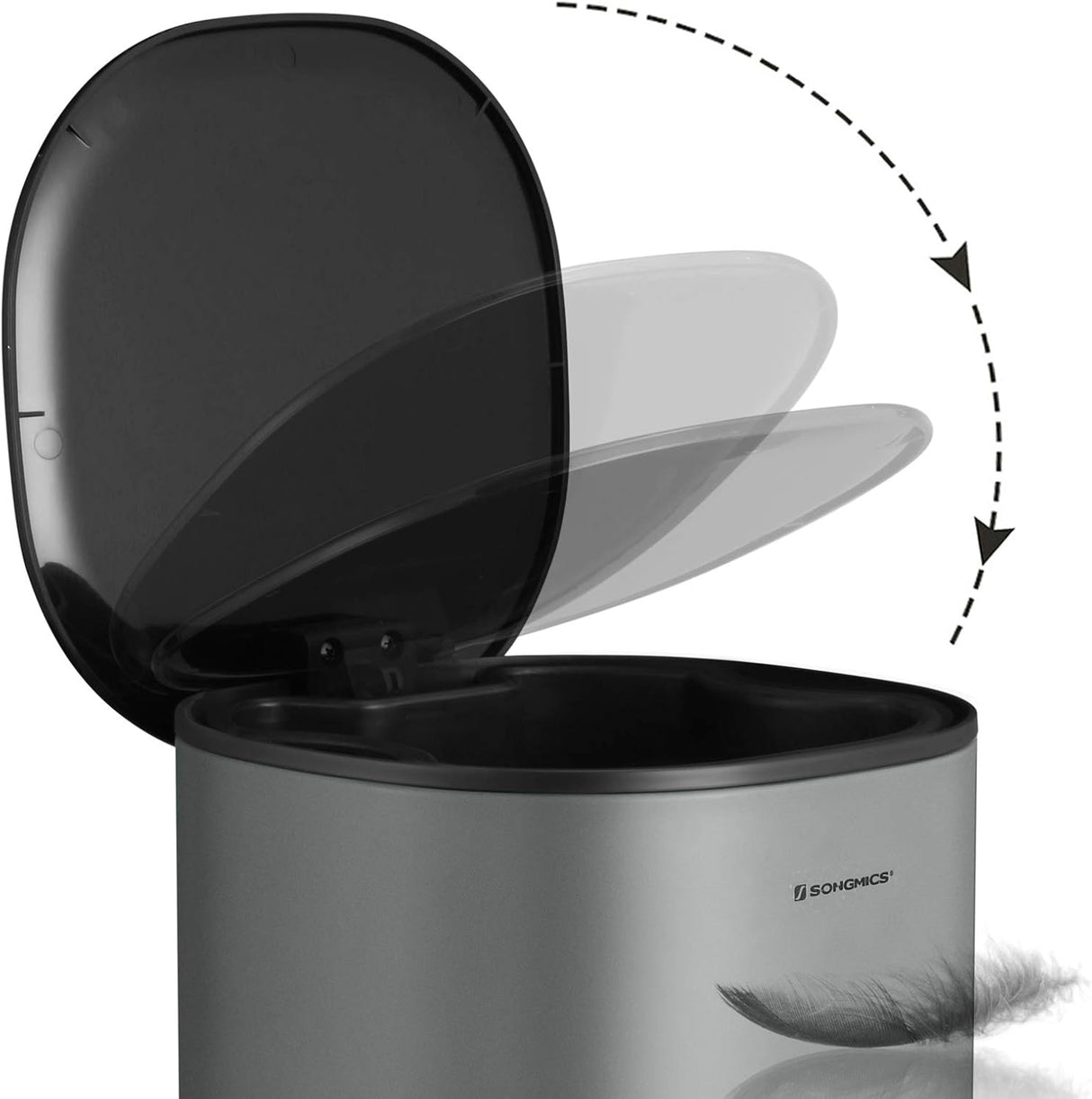 SONGMICS 5-litrski pedalni koš iz jekla siv