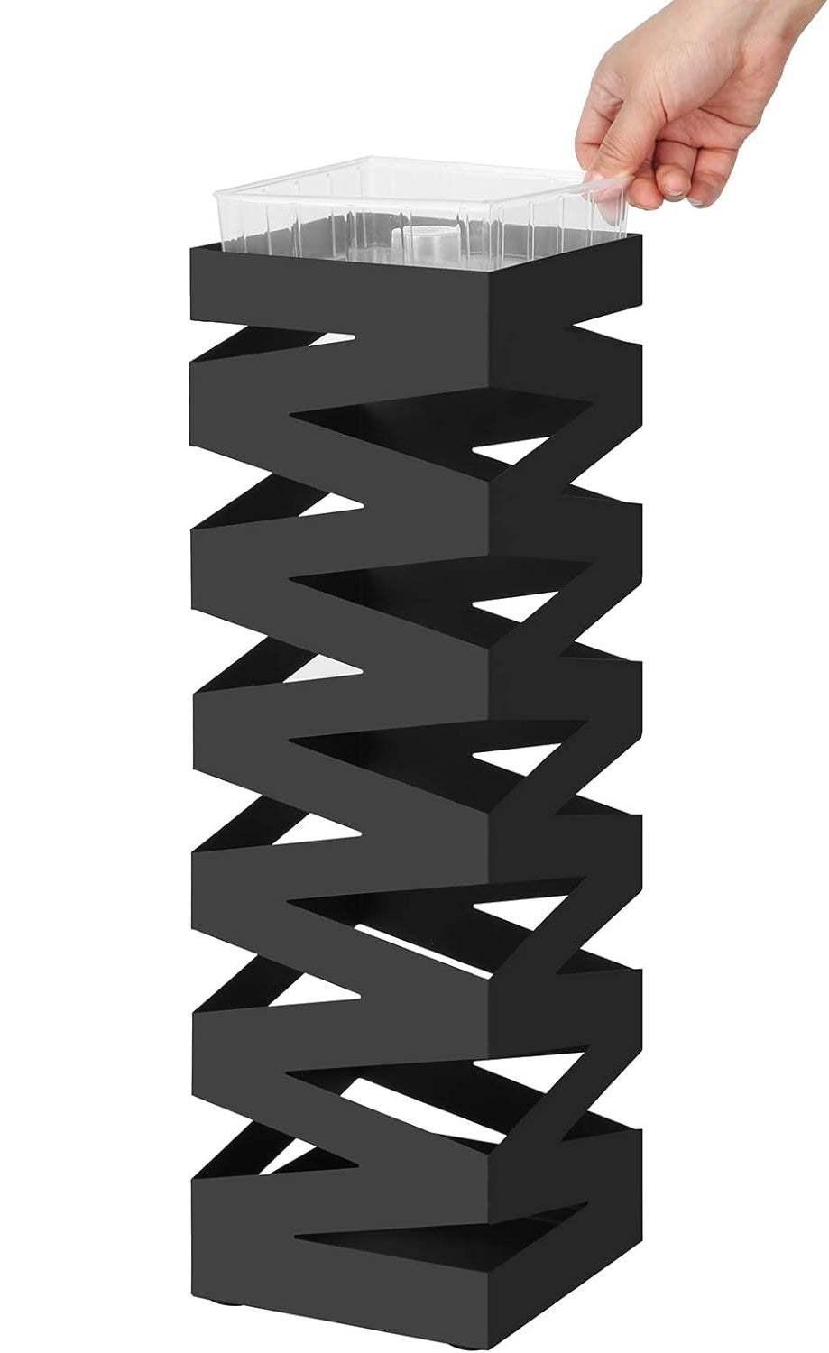 SONGMICS Kovinsko stojalo za dežnike s kljukicami in posodo za kapljice LUC16B