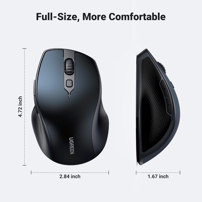 Brezžična miška UGREEN Bluetooth 5.0 in 2,4 Ghz z USB sprejemnikom s 5 gumbi za MacBook, PC, namizni