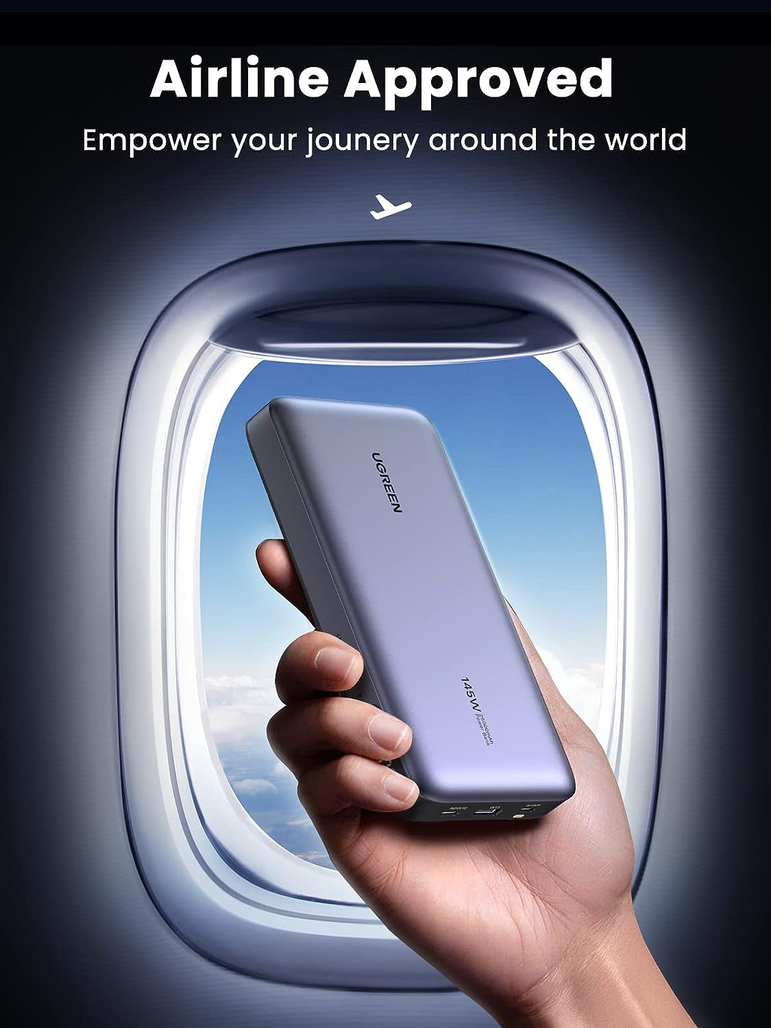 Ugreen 145W 25000mAh Prenosna baterija za prenosni računalnik s tremi vrati