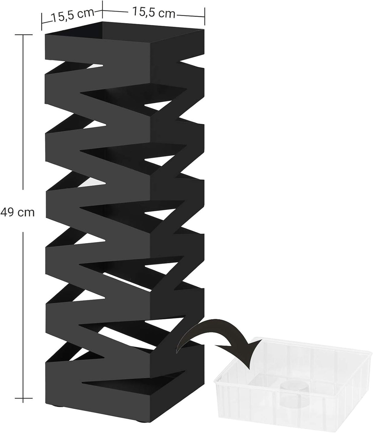 SONGMICS Kovinsko stojalo za dežnike s kljukicami in posodo za kapljice LUC16B