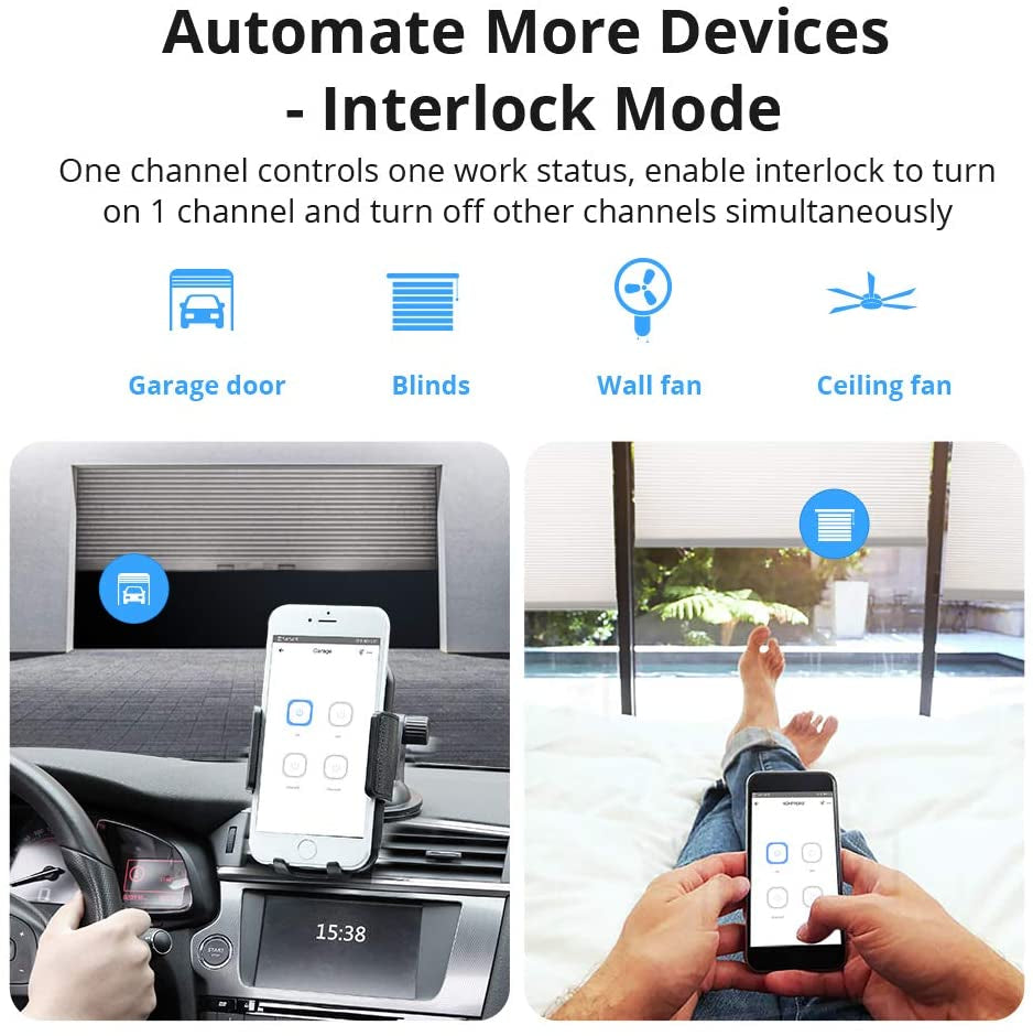 SONOFF pametno stensko stikalo Wi-Fi 4-kanalni 4CHPROR3