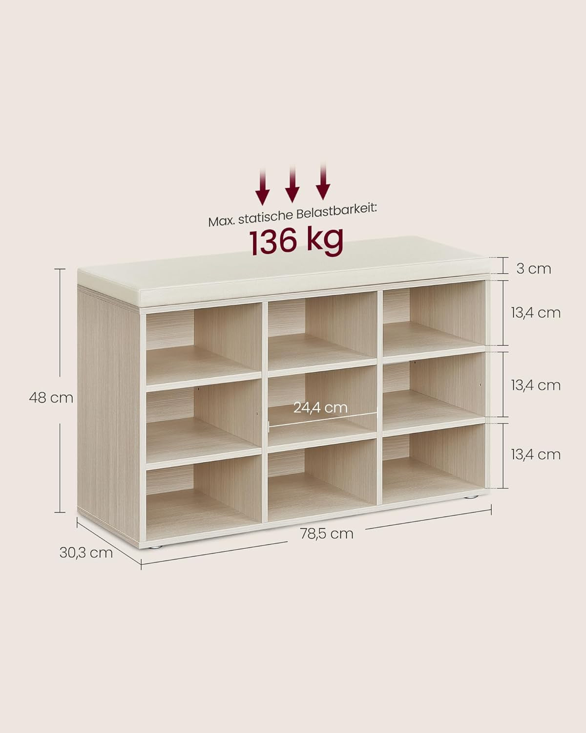 VASAGLE klop za čevlje s prostorom za shranjevanje in sedežno blazino