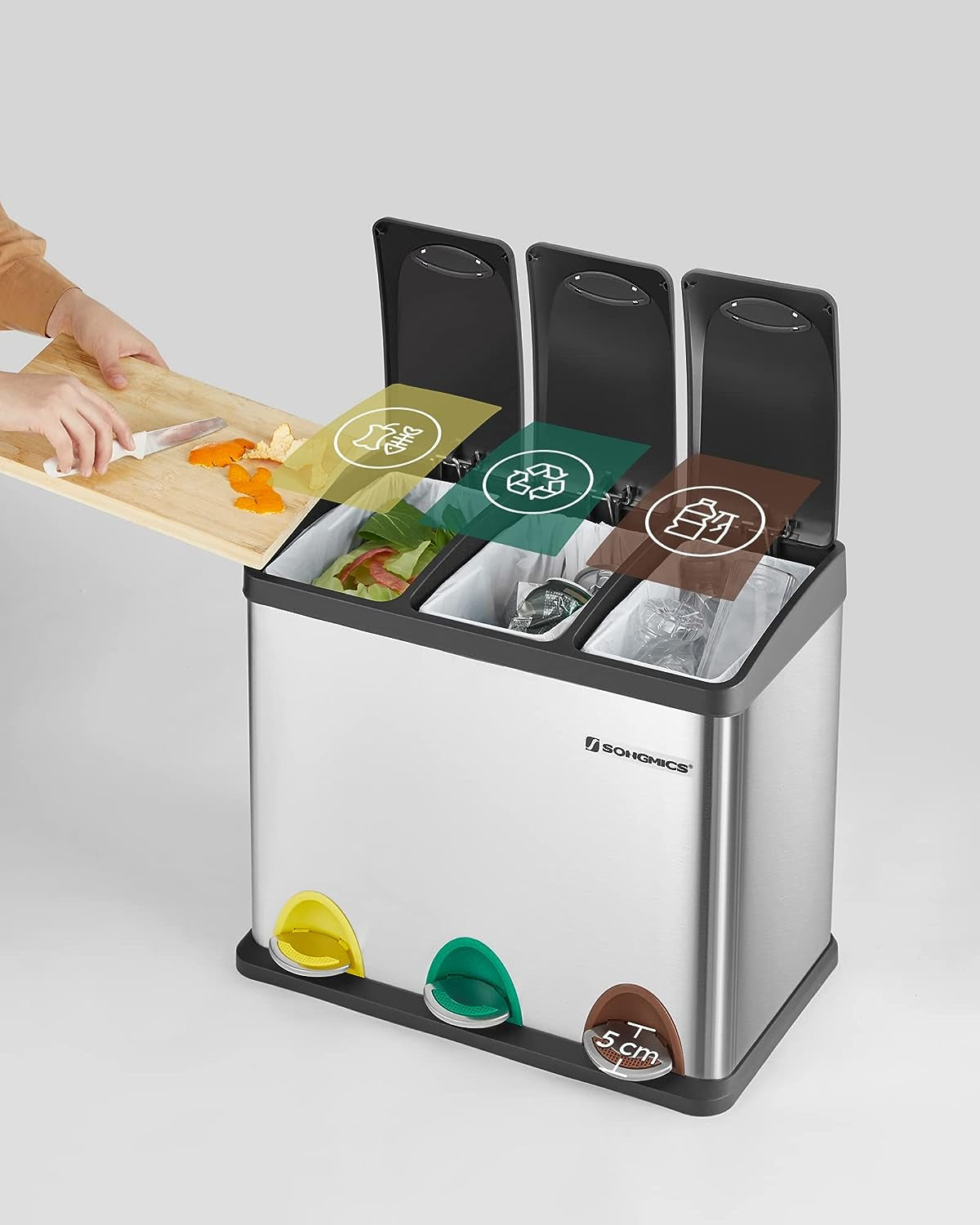 SONGMICS koš za ločevanje odpadkov 24L, LTB24L