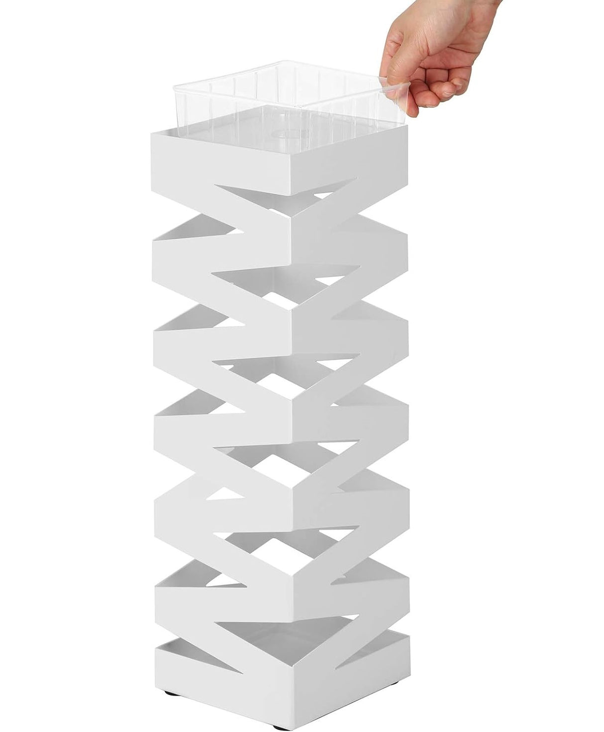 SONGMICS Kovinsko stojalo za dežnike s kljukicami in posodo za kapljice LUC16W
