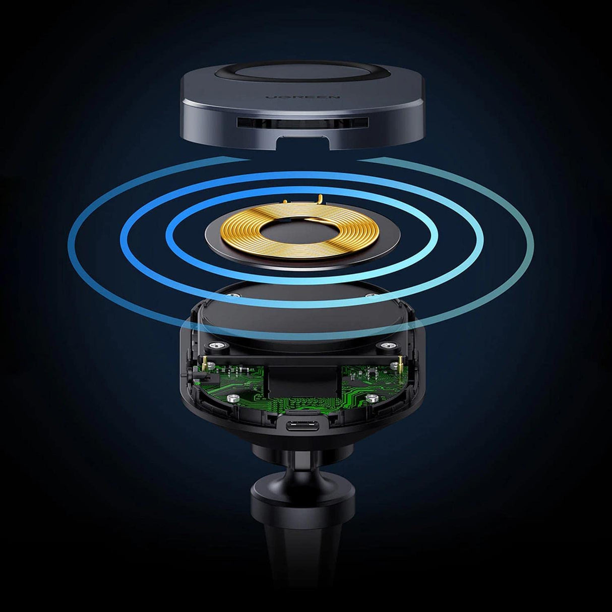 UGREEN 15W Qi indukcijski avtomobilski polnilnik in držalo za telefon