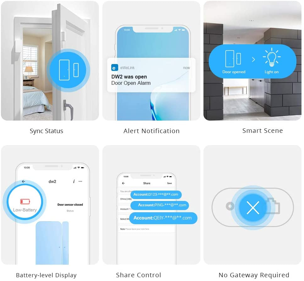 SONOFF senzor za vrata in okna Wi-Fi DW2 WiFi