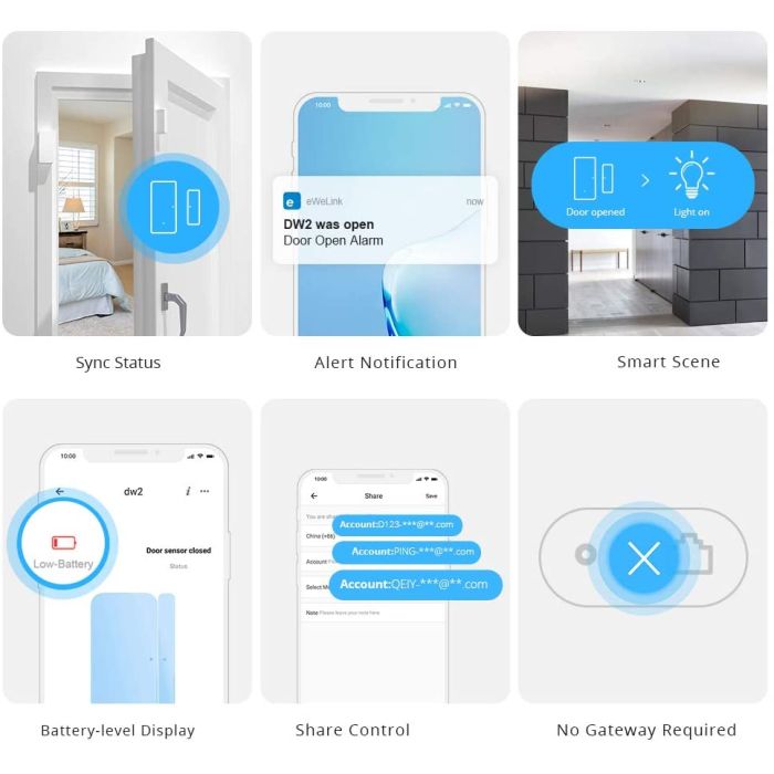 SONOFF senzor za vrata in okna Wi-Fi DW2 WiFi