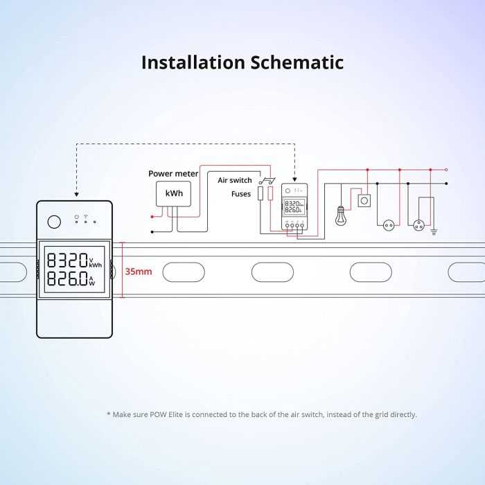 SONOFF POWR316D pametno stikalo, digitalni merilnik porabe z LCD, združljivo z Alexa/Google Home, 1
