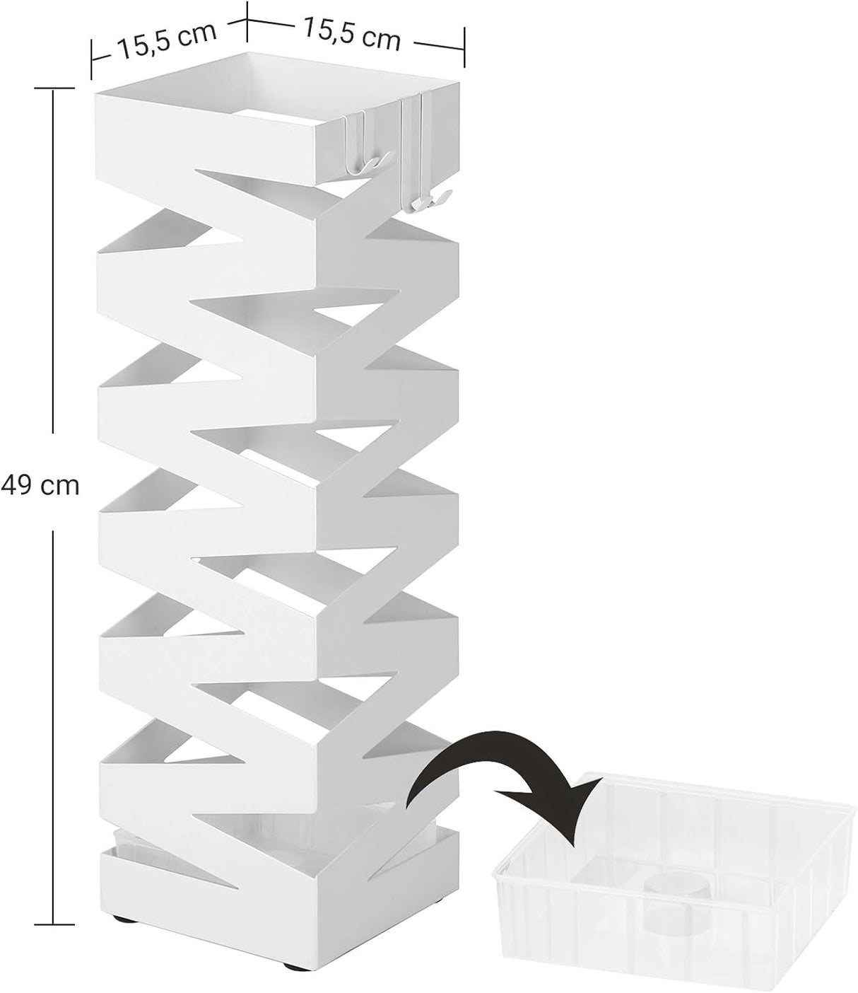 SONGMICS Kovinsko stojalo za dežnike s kljukicami in posodo za kapljice LUC16W