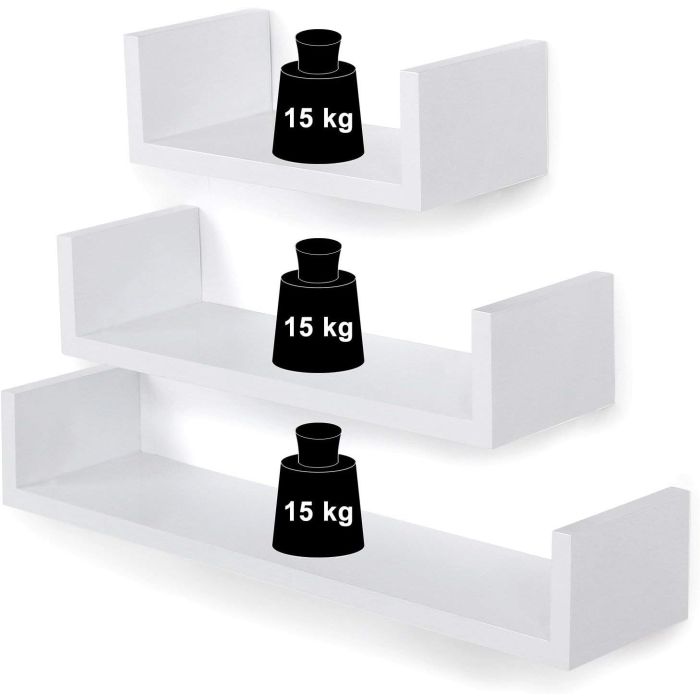 SONGMICS komplet 3 plavajočih polic 40 -35 -30cm