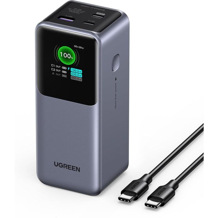 Ugreen prenosna polnilna baterija 20.000mAh, 130W s pametnim digitalnim zaslonom