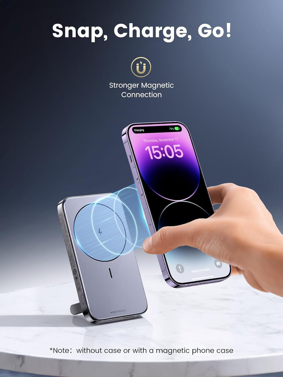 Ugreen magnetna baterija z zložljivim stojalom 10.000mAh PD 20w