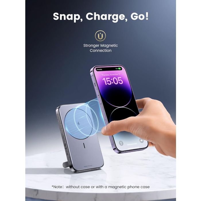Ugreen magnetna baterija z zložljivim stojalom 10.000mAh PD 20w