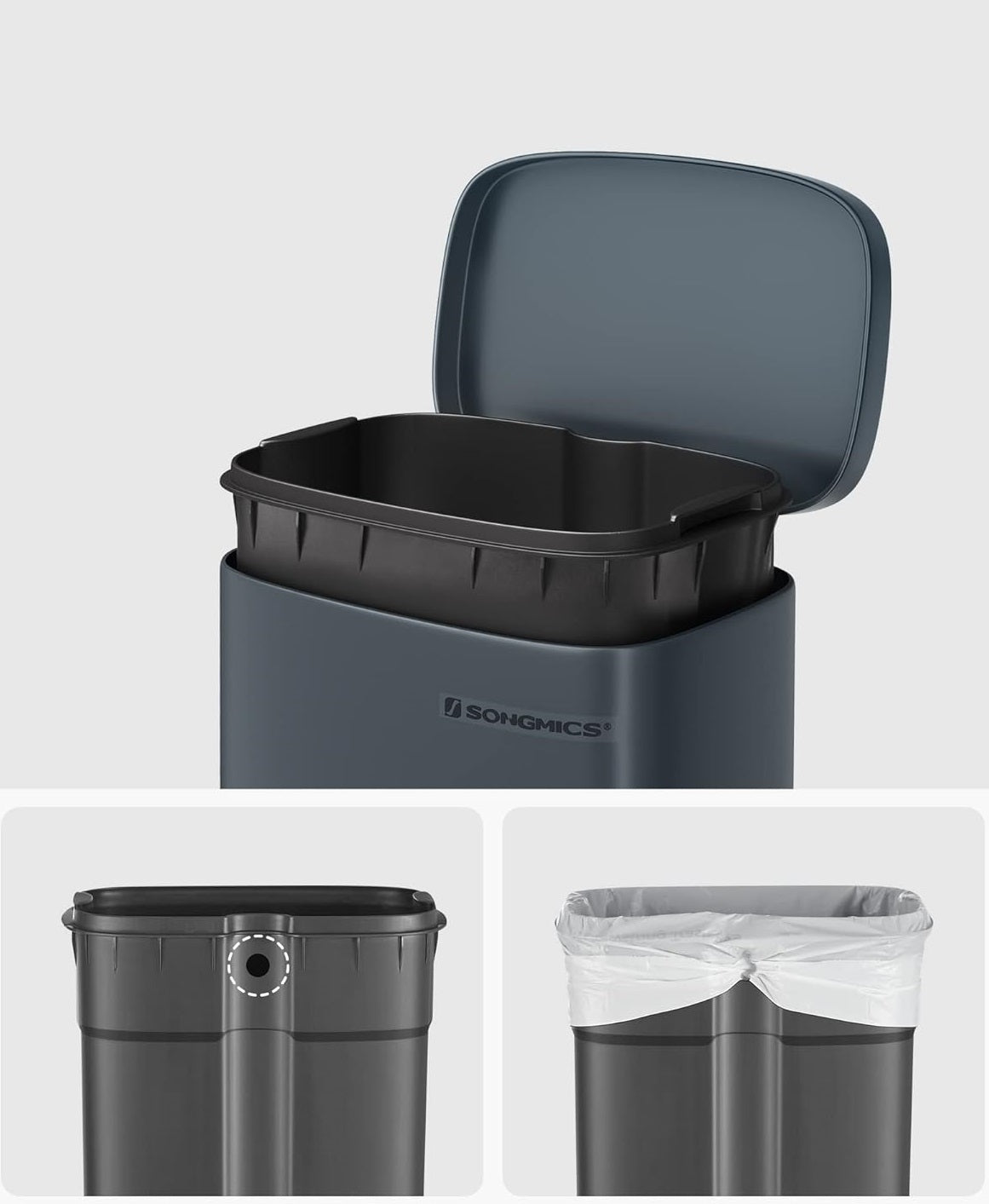 SONGMICS Kuhinjski koš za smeti, 30 litrov siv