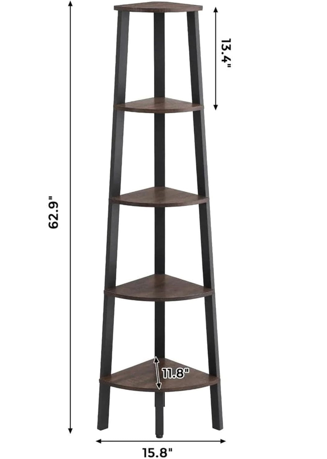 VASAGLE Kotna knjižna omara 5 nivojev LLS35X