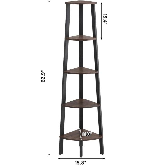 VASAGLE Kotna knjižna omara 5 nivojev LLS35X