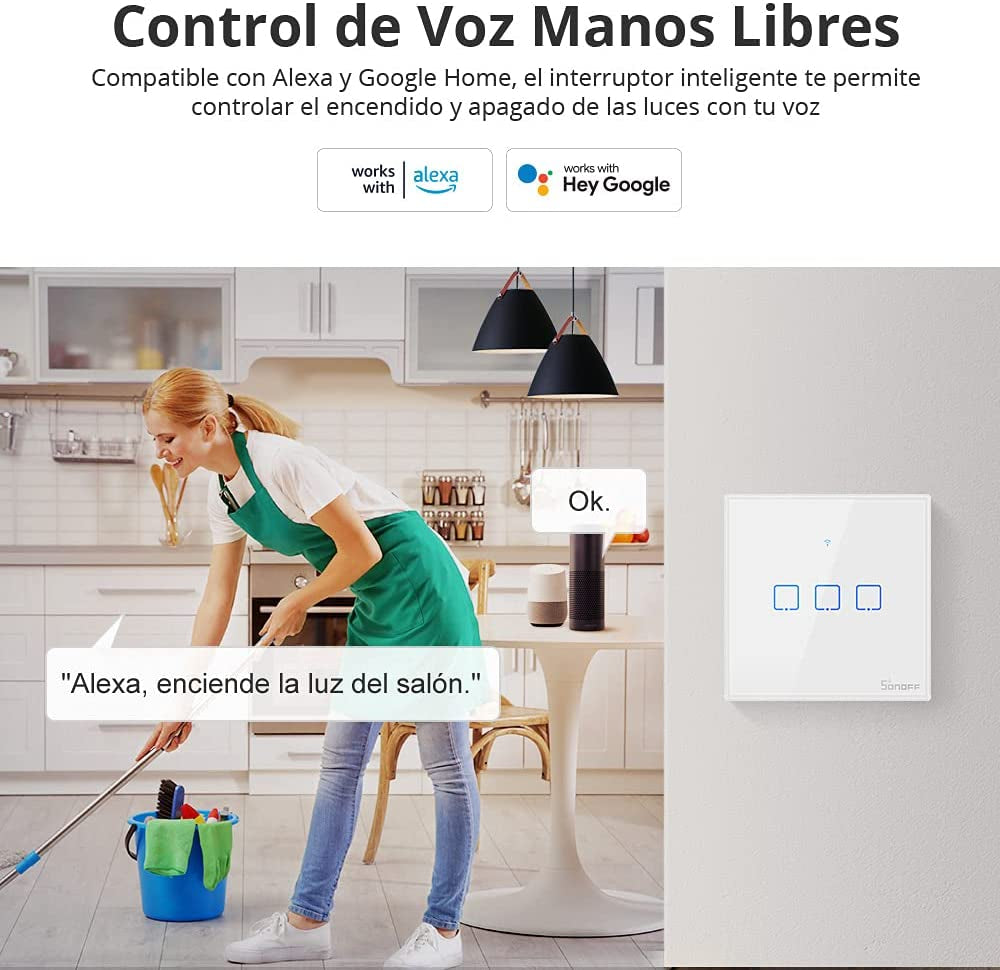 SONOFF pametno stensko stikalo Wi-Fi dvojno T3EU2C-TX