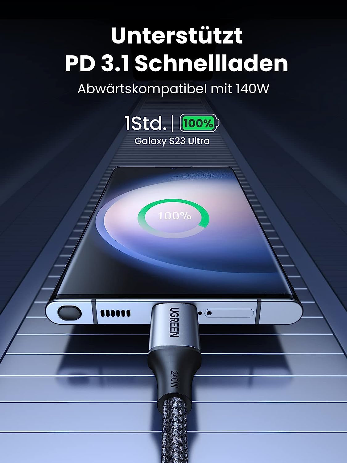 UGREEN 240W USB-C v USB-C polnilni kabel, 2M