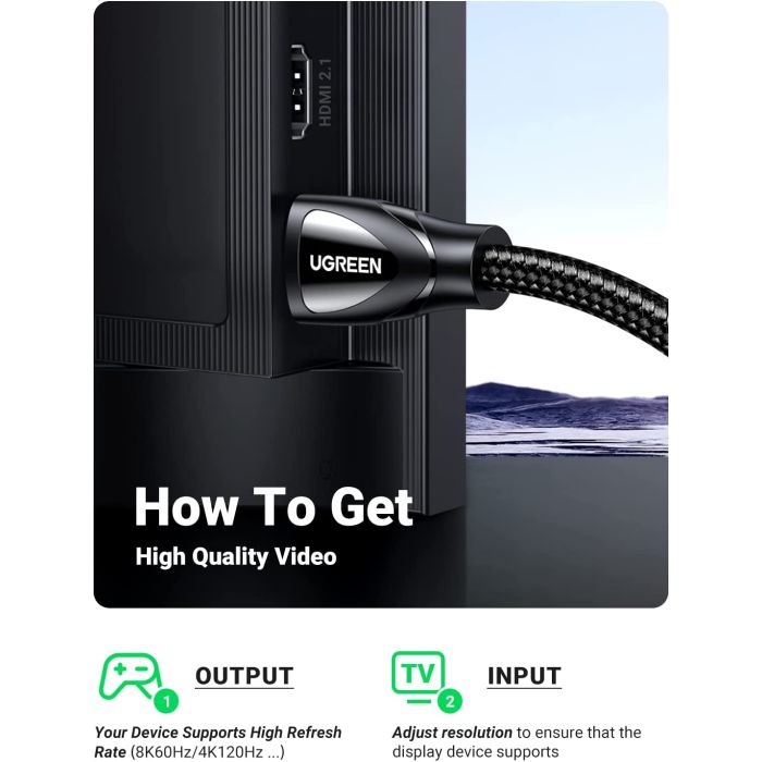 Ugreen 8K HDMI kabel 2.1 8K@60Hz 4K@120Hz, 2M - polybag