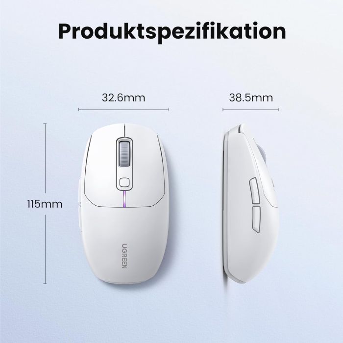 Ugreen brezžična miška 5000 DPI 2.4G+BT - bela